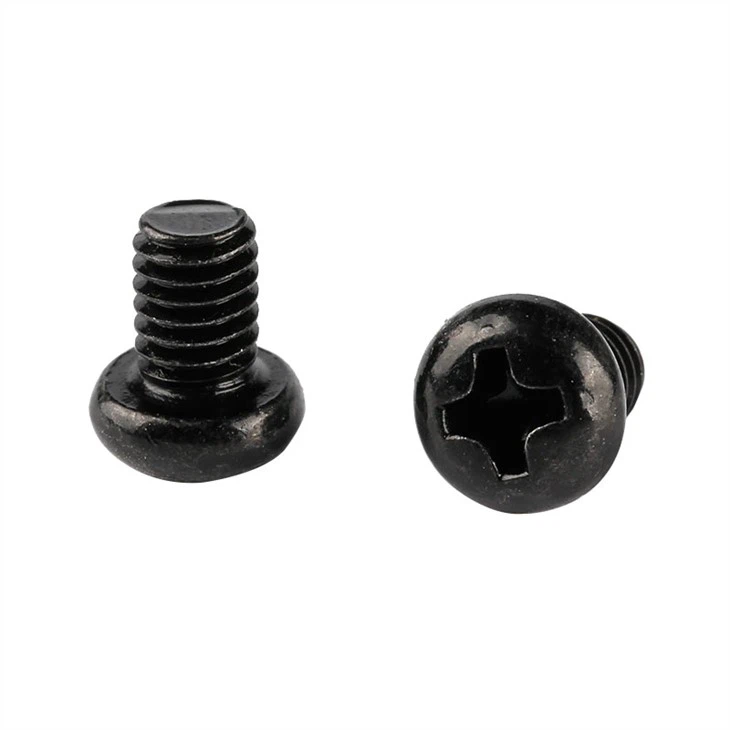 Apaļas galvas mazas melnas tālruņa skrūves